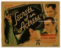 z255 SECRETS OF AN ACTRESS title movie lobby card '38 two images of sexy Kay Francis, George Brent