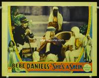z687 SHE'S A SHEIK movie lobby card '28 Bebe Daniels in Arab garb!