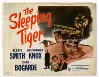 z272 SLEEPING TIGER title lobby card '54 Joseph Losey, sexy Alexis Smith is a saint turned sinner!