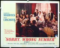 z706 SORRY WRONG NUMBER movie lobby card '48 Burt Lancaster & Barbara Stanwyck cut wedding cake!