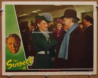 z728 SUSPECT movie lobby card '44 Charles Laughton & Ella Raines 2-shot!