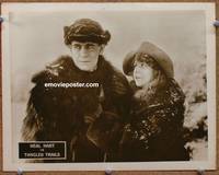 z732 TANGLED TRAILS movie lobby card '21 Neal Hart & Violet Palmer close up in fur!