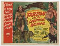 z309 TARZAN & THE LEOPARD WOMAN title movie lobby card '46 art of Johnny Weissmuller & Acquanetta!
