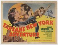 z311 TARZAN'S NEW YORK ADVENTURE title movie lobby card '42 Johnny Weissmuller, Maureen O'Sullivan