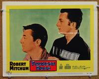 z748 THUNDER ROAD movie lobby card #2 '58 Robert Mitchum & Jim Mitchum close 2-shot!