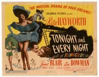 z328 TONIGHT & EVERY NIGHT title movie lobby card '44 super sexy Rita Hayworth!