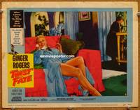 z762 TWIST OF FATE movie lobby card #6 '54 sexy Ginger Rogers in bath robe shows her legs!
