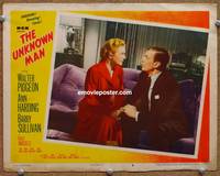 z772 UNKNOWN MAN movie lobby card #6 '51 Walter Pigeon & Ann Harding close up!