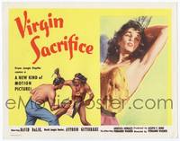 z340 VIRGIN SACRIFICE title lobby card '59 classic sexiest artwork image of half-dressed female!