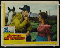 z784 WESTERNER movie lobby card '40 great Gary Cooper & Doris Davenport by horse close up!