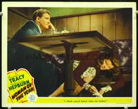 z796 WOMAN OF THE YEAR movie lobby card '42 close up of Spencer Tracy & Katharine Hepburn!