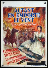 a001 GONE WITH THE WIND Belgian movie poster R54 great different art!