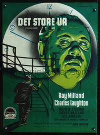 a070 BIG CLOCK Danish movie poster '48 Ray Milland, really cool art!