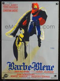 a338 BARBE-BLEUE French 23x32 movie poster '51 Robert Leveque art!