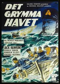 a082 CRUEL SEA Swedish movie poster '53 cool Walter Bjorne art!