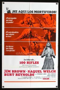 b018 100 RIFLES Spanish/U.S. one-sheet movie poster '69 Jim Brown, sexy Raquel Welch, Burt Reynolds