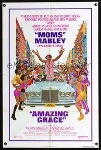 b040 AMAZING GRACE one-sheet movie poster '74 Mort Kunstler art of Moms Mabley!