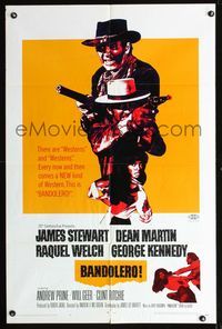 b062 BANDOLERO style B one-sheet movie poster '68 Raquel Welch, Dean Martin, James Stewart