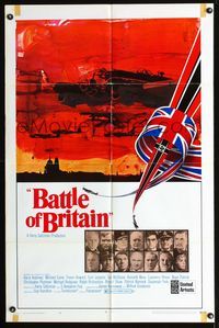 b064 BATTLE OF BRITAIN style A one-sheet poster '69 all-star cast in classic World War II battle!
