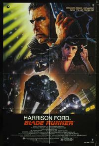 b074 BLADE RUNNER one-sheet movie poster '82 Harrison Ford, Ridley Scott, John Alvin art!