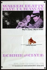 b083 BONNIE & CLYDE one-sheet movie poster '67 classic crime duo Warren Beatty & Faye Dunaway!
