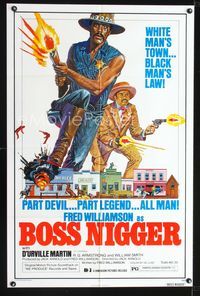 b085 BOSS NIGGER one-sheet '75 Fred Williamson in a white man's town with the black man's law!