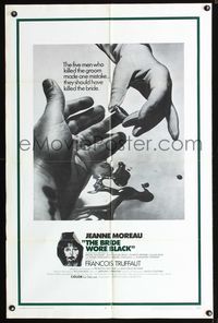 b090 BRIDE WORE BLACK one-sheet movie poster '68 Francois Truffaut, Jeanne Moreau, different image!