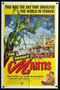 b168 DEADLY MANTIS one-sheet movie poster '57 classic Ken Sawyer sci-fi insect monster artwork!