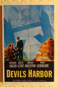 b179 DEVIL'S HARBOR one-sheet movie poster '54 cool artwork of Richard Arlen over London Bridge!