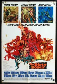 b182 DIRTY DOZEN one-sheet movie poster '67 Charles Bronson, Jim Brown, Lee Marvin, Robert Aldrich