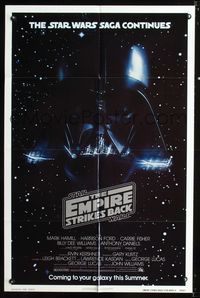 b213 EMPIRE STRIKES BACK advance 1sh movie poster '80 George Lucas, classic Darth Vader image!