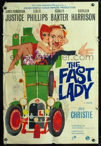 b231 FAST LADY English one-sheet movie poster '62 great sexy car racing artwork!