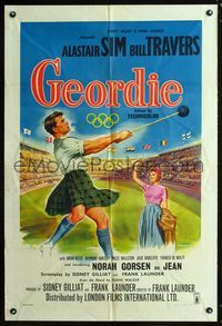 b683 WEE GEORDIE English one-sheet '55 Olympics hammer throw champion Bill Travers in Australia!