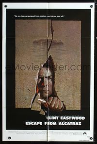 b220 ESCAPE FROM ALCATRAZ one-sheet movie poster '79 art of Clint Eastwood by Lettick!