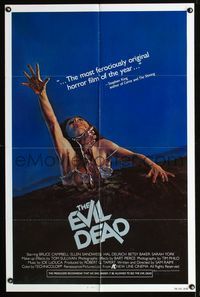 b225 EVIL DEAD one-sheet movie poster '82 Sam Raimi classic, cool creepy horror art!
