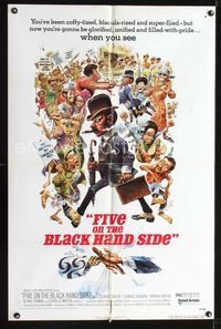 b240 FIVE ON THE BLACK HAND SIDE one-sheet movie poster '73 great Jack Davis artwork!