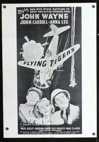 b243 FLYING TIGERS one-sheet movie poster R60s John Wayne, WWII airplanes, cool three-sheet image!