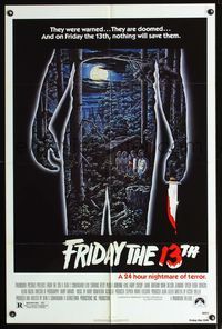b253 FRIDAY THE 13th one-sheet movie poster '80 Alex Ebel art, slasher horror classic!