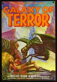 b261 GALAXY OF TERROR one-sheet '81 great sexy Charo fantasy artwork of monster attacking girl!