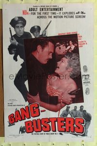 b262 GANG BUSTERS one-sheet movie poster '54 Public Enemy No 4, based on hit TV and radio show!