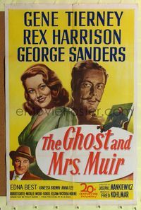 b266 GHOST & MRS MUIR one-sheet movie poster '47 Gene Tierney, Rex Harrison, George Sanders