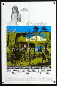 b276 GOOD GUYS & THE BAD GUYS one-sheet poster '69 Robert Mitchum, George Kennedy, sexy Tina Louise!