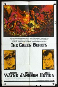 b288 GREEN BERETS one-sheet movie poster '68 John Wayne, David Janssen, Jim Hutton, Vietnam War!