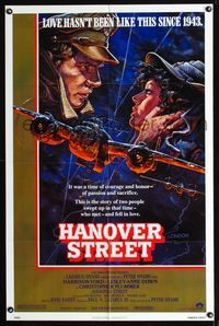 b299 HANOVER STREET one-sheet movie poster '79 cool artwork of Harrison Ford & Lesley-Anne Down!