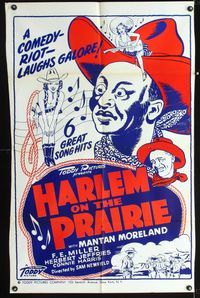 b301 HARLEM ON THE PRAIRIE one-sheet movie poster R48 black cowboys Mantan Moreland & Herb Jeffries!