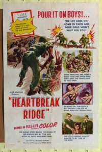b303 HEARTBREAK RIDGE one-sheet movie poster '55 U.S. soldiers in Korea at war & with geisha girls!