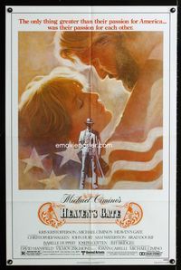 b307 HEAVEN'S GATE one-sheet '81 artwork of Kris Kristofferson & Isabelle Huppert, Michael Cimino