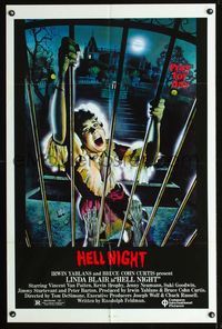 b310 HELL NIGHT one-sheet movie poster '81 Linda Blair, Jarvis horror artwork!!