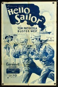 b311 HELLO SAILOR one-sheet poster '34 great art of Navy sailors serenading beauty with ukulele!