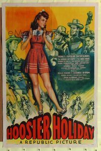 b318 HOOSIER HOLIDAY one-sheet movie poster '43 sexy art of Dale Evans in Indiana!